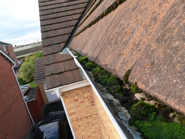 Mossy and dirty gutter